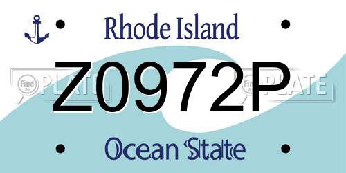Z0972P Rhode Island License Plate