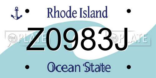 Z0983J Rhode Island License Plate