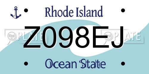 Z098EJ Rhode Island License Plate