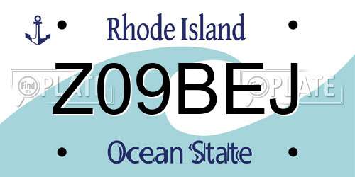 Z09BEJ Rhode Island License Plate