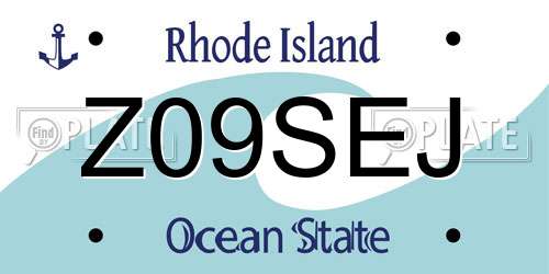 Z09SEJ Rhode Island License Plate