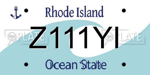 Z111YI Rhode Island License Plate