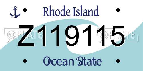 Z119115 Rhode Island License Plate