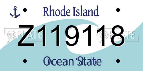 Z119118 Rhode Island License Plate