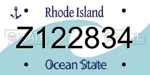 Z122834 Rhode Island License Plate