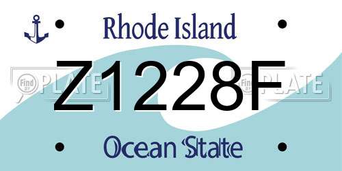 Z1228F Rhode Island License Plate