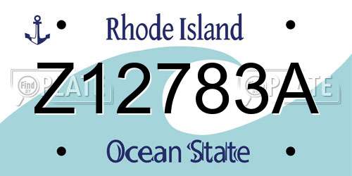 Z12783A Rhode Island License Plate