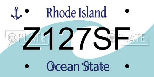 Z127SF Rhode Island License Plate