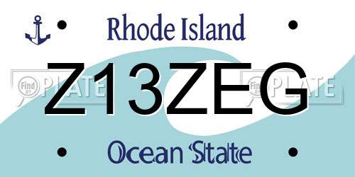 Z13ZEG Rhode Island License Plate