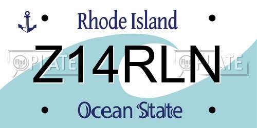 Z14RLN Rhode Island License Plate