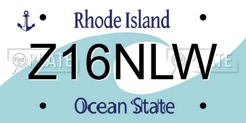 Z16NLW Rhode Island License Plate
