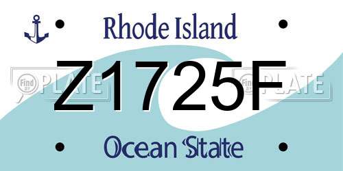 Z1725F Rhode Island License Plate