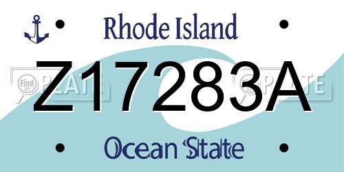 Z17283A Rhode Island License Plate