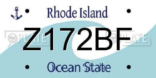 Z172BF Rhode Island License Plate