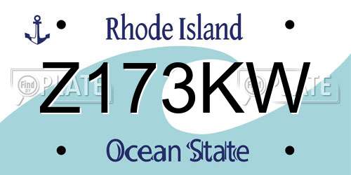 Z173KW Rhode Island License Plate