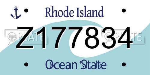 Z177834 Rhode Island License Plate