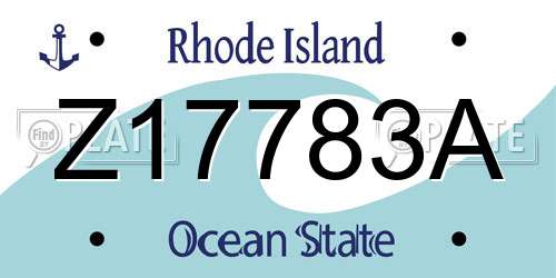 Z17783A Rhode Island License Plate