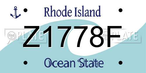 Z1778F Rhode Island License Plate