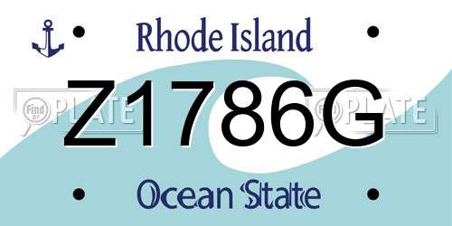 Z1786G Rhode Island License Plate