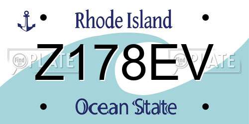 Z178EV Rhode Island License Plate