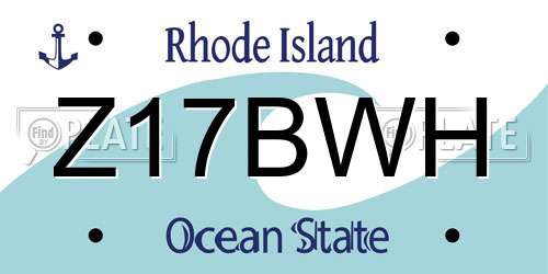 Z17BWH Rhode Island License Plate