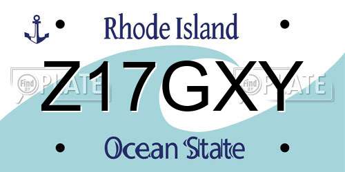 Z17GXY Rhode Island License Plate