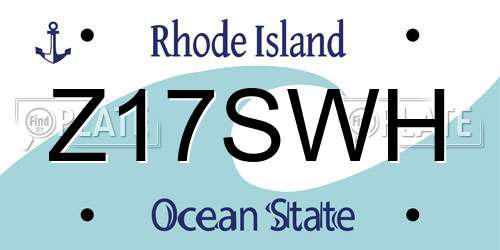 Z17SWH Rhode Island License Plate