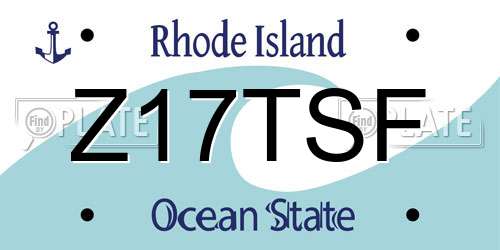 Z17TSF Rhode Island License Plate