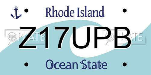 Z17UPB Rhode Island License Plate