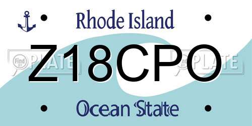 Z18CPO Rhode Island License Plate