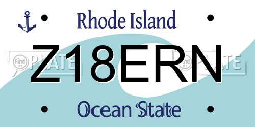 Z18ERN Rhode Island License Plate