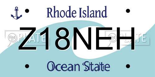 Z18NEH Rhode Island License Plate