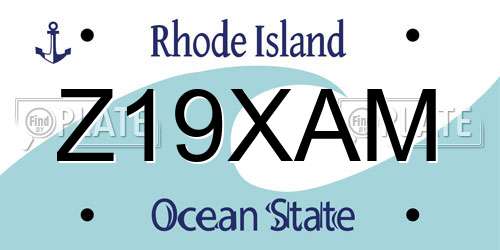Z19XAM Rhode Island License Plate