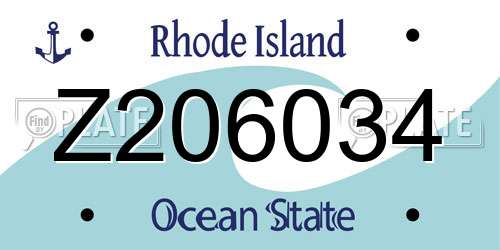 Z206034 Rhode Island License Plate