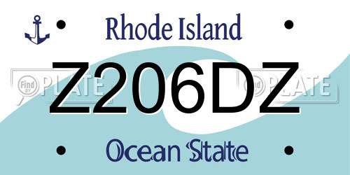 Z206DZ Rhode Island License Plate