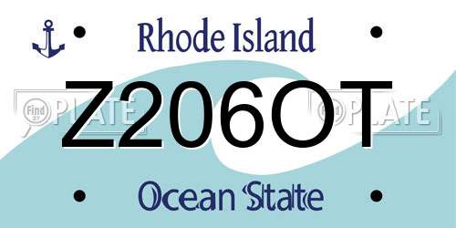 Z206OT Rhode Island License Plate