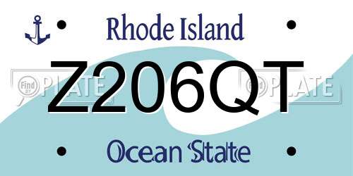 Z206QT Rhode Island License Plate