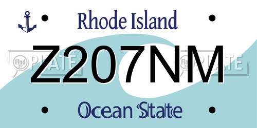 Z207NM Rhode Island License Plate