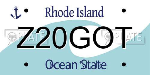 Z20GOT Rhode Island License Plate