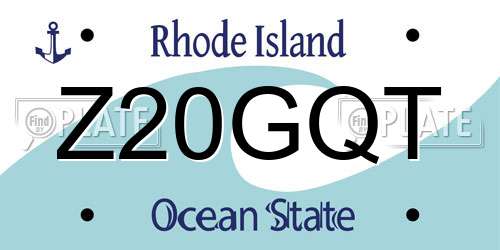 Z20GQT Rhode Island License Plate