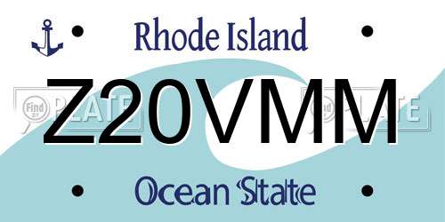 Z20VMM Rhode Island License Plate