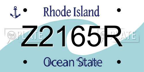 Z2165R Rhode Island License Plate
