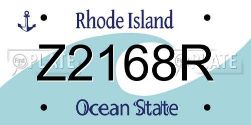 Z2168R Rhode Island License Plate