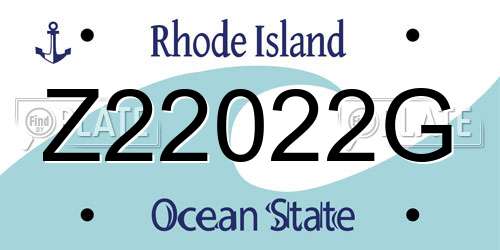 Z22022G Rhode Island License Plate