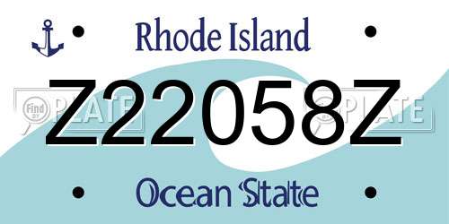 Z22058Z Rhode Island License Plate