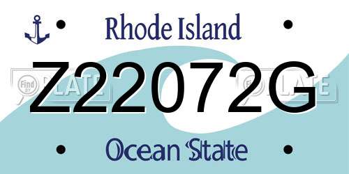 Z22072G Rhode Island License Plate