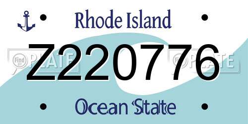 Z220776 Rhode Island License Plate