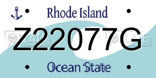Z22077G Rhode Island License Plate