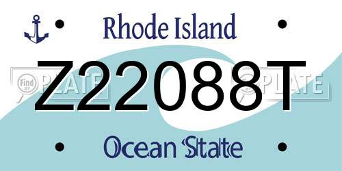 Z22088T Rhode Island License Plate