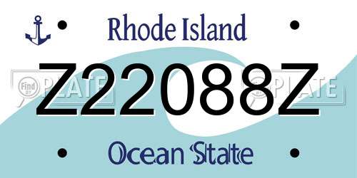Z22088Z Rhode Island License Plate